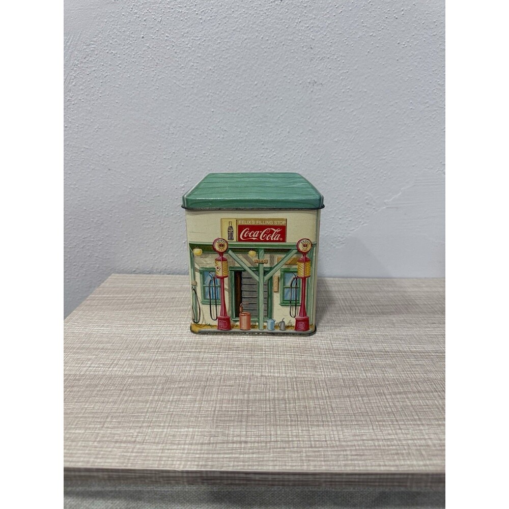 Vintage 1992 Coca Cola Tin Felix's Filling Stop Gas Station Bristol Ware Box 6”